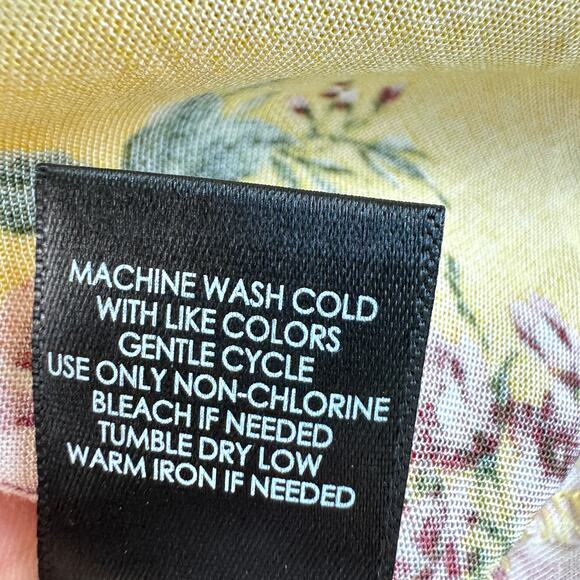 Torrid Womens Challis Smocked 3/4 Sleeve Top Blouse Size 1X Floral Flowy Yellow - Picture 6 of 7